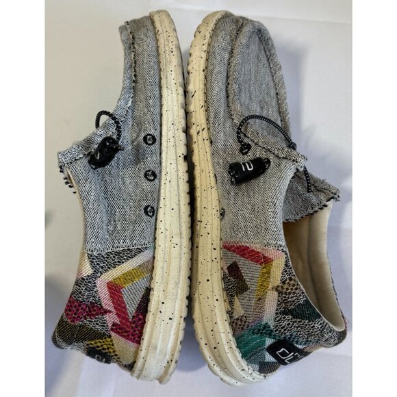 Hey Dude Wally Funk Casual Shoes Ento Gray Mens 11 Aztec Stretch Comfort Loafer - Picture 5 of 9